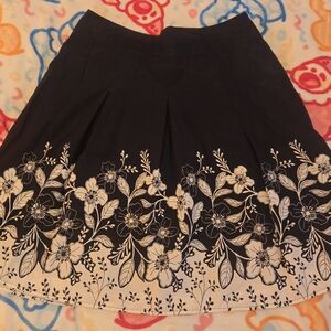 Jessica Black and White Floral Midi Skirt